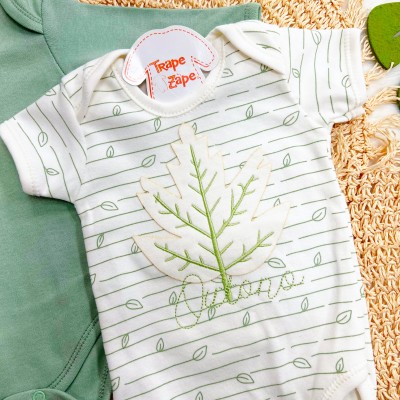  CONJ. DE MALHA 3 PEÇAS - Outono - Verde e Off White